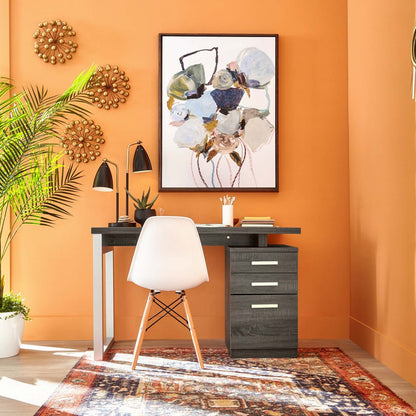 Bureau réversible Oscar 47 avec rangement - Gris|Bureau réversible Oscar de 47 po avec rangement - gris