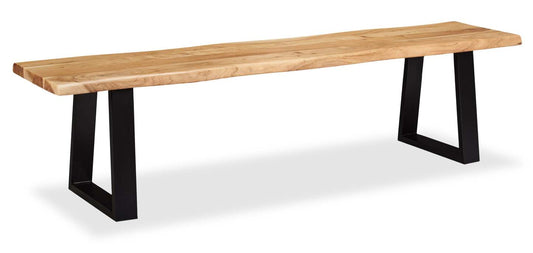 Banc de salle à manger Oskar, bois d'acacia et métal, 70 W - Naturel et noir | Banc de salle à manger Oskar de 70 po (L) en acacia et métal - naturel et noir