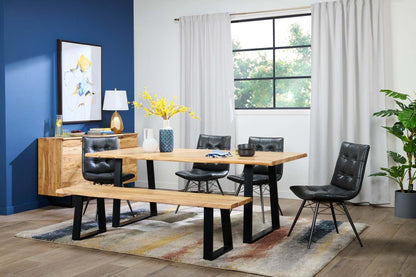 Banc de salle à manger Oskar, bois d'acacia et métal, 70 W - Naturel et noir | Banc de salle à manger Oskar de 70 po (L) en acacia et métal - naturel et noir