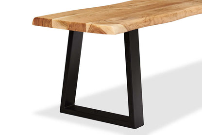 Banc de salle à manger Oskar, bois d'acacia et métal, 70 W - Naturel et noir | Banc de salle à manger Oskar de 70 po (L) en acacia et métal - naturel et noir
