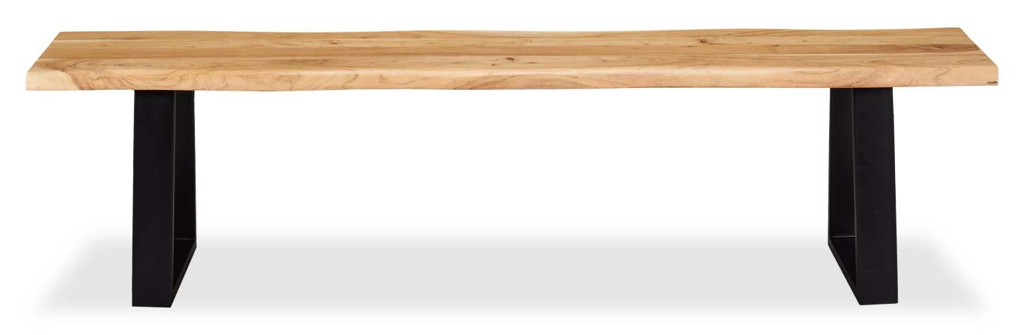 Banc de salle à manger Oskar, bois d'acacia et métal, 70 W - Naturel et noir | Banc de salle à manger Oskar de 70 po (L) en acacia et métal - naturel et noir