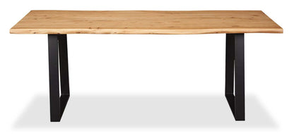 Table de salle à manger Oskar en bois d'acacia et métal, 79 po - naturelle et noire | Table de salle à manger Oskar, bois d'acacia et métal, 79 W - Naturel et noir