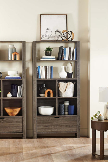 Bibliothèque Oscar Owen 36 avec tiroir et 6 étagères - Gris|Bibliothèque Oscar Owen de 36 po avec tiroir et 6 tablettes - grise