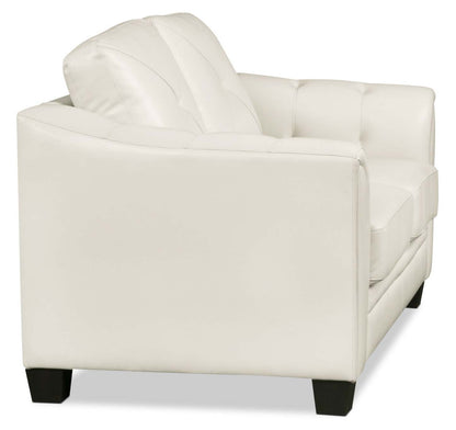 Causeuse Andi de 62 po en tissu d'apparence cuir avec capitonnage - beige