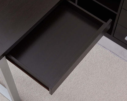 Bureau d'angle réversible Owen 55 avec 4 tiroirs et compartiments - Espresso|Bureau en coin réversible Owen de 55 po à 4 tiroirs et compartiments - espresso