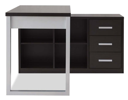 Bureau d'angle réversible Owen 55 avec 4 tiroirs et compartiments - Espresso|Bureau en coin réversible Owen de 55 po à 4 tiroirs et compartiments - espresso