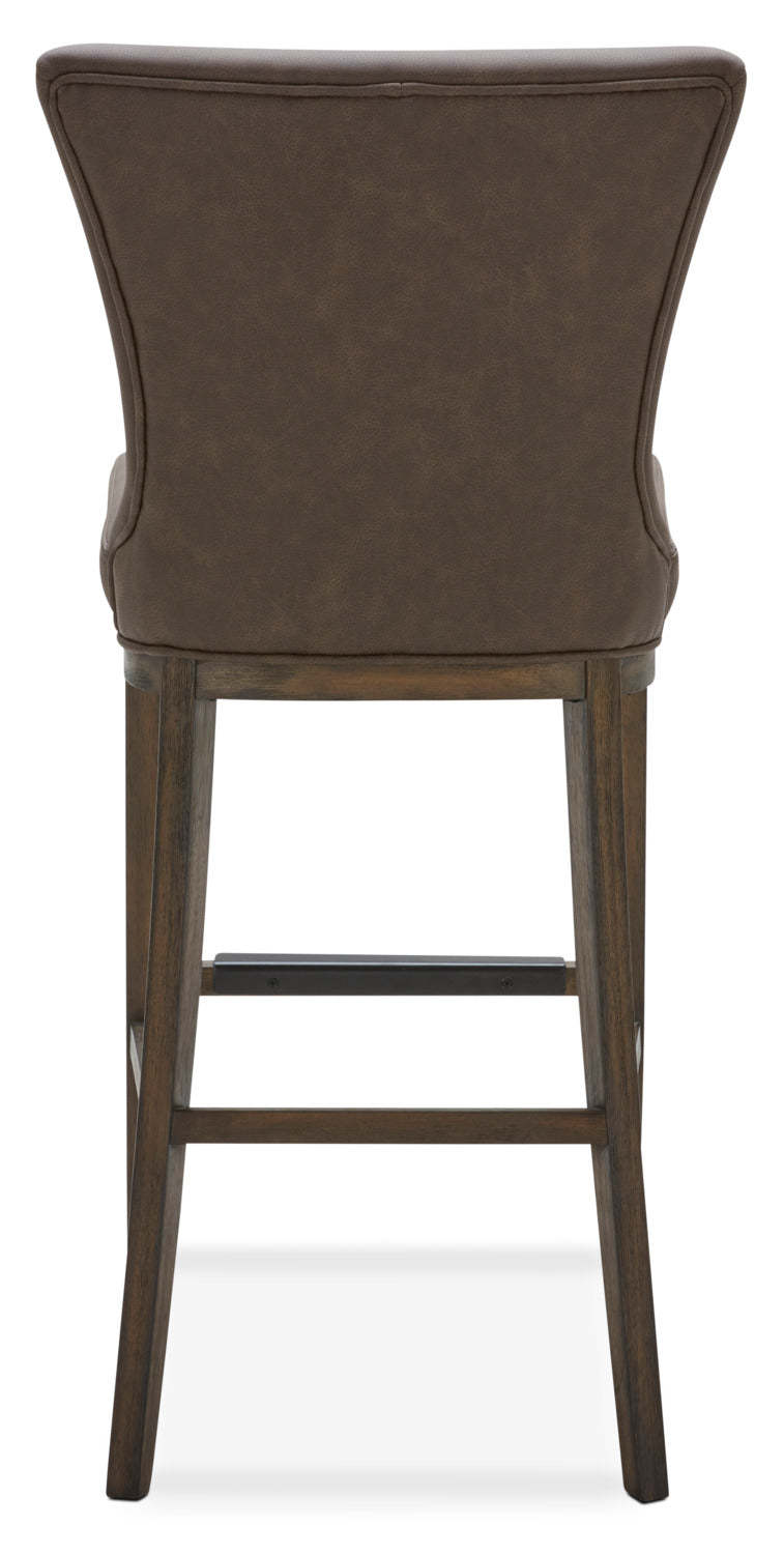 Quinn Barstool with Vegan Leather Fabric - Brown | Tabouret bar Quinn en tissu de cuir végétalien - brun