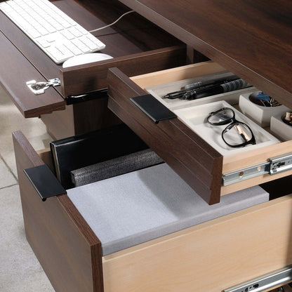 Bureau bahut Palo Alto de 59,13 po de qualité commerciale à 6 tiroirs - acajou