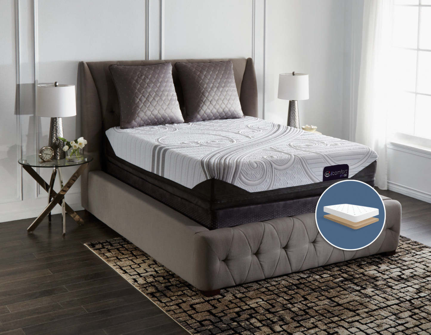 Serta iComfort® EFX3D Ermano Low-Profile Full Mattress Set|Ensemble matelas à profil bas Ermano iComfort EFX3D de Serta pour lit double