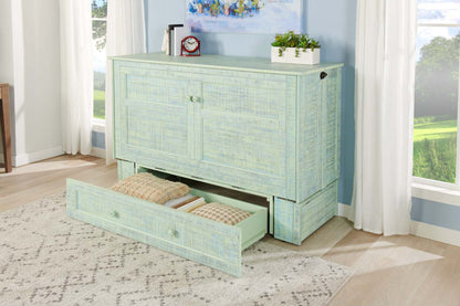 Lit armoire Parker avec matelas en mousse à mémoire de forme, Seafoam - Queen Size | Armoire-lit Parker avec matelas en mousse à mémoire de forme, écume de mer - format grand lit
