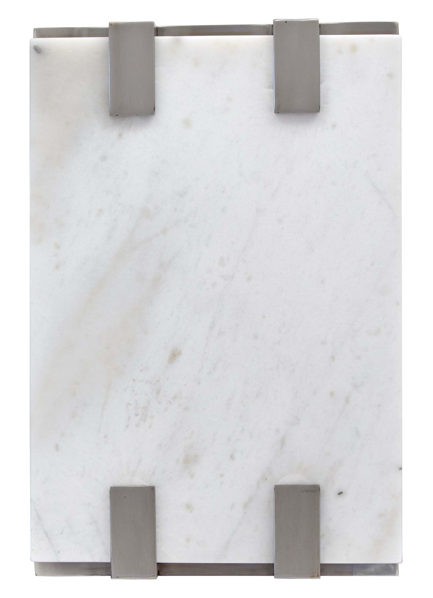 Paradox 16 Table de Chevet Moderne avec Étagère - Plateau en Marbre Blanc avec Cadre en Platine Brossé