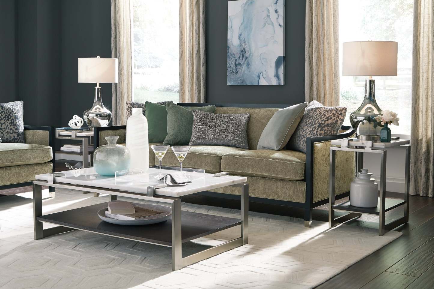 Paradox 16 Table de Chevet Moderne avec Étagère - Plateau en Marbre Blanc avec Cadre en Platine Brossé