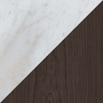 Paradox 16 Table de Chevet Moderne avec Étagère - Plateau en Marbre Blanc avec Cadre en Platine Brossé