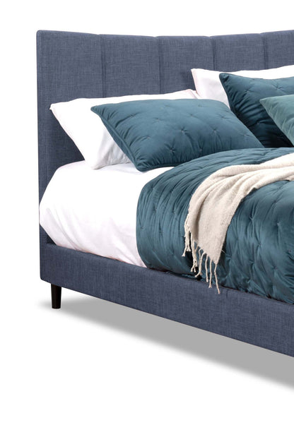 Paseo Upholstered Platform Bed in Navy Fabric - Full Size | Lit plateforme rembourré Paseo en tissu bleu marine - format lit double