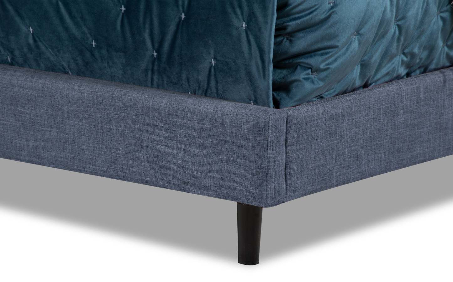 Paseo Upholstered Platform Bed in Navy Fabric - Full Size | Lit plateforme rembourré Paseo en tissu bleu marine - format lit double