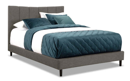 Paseo Upholstered Platform Bed in Grey Fabric - Queen Size | Lit plateforme rembourré Paseo en tissu gris - format grand lit