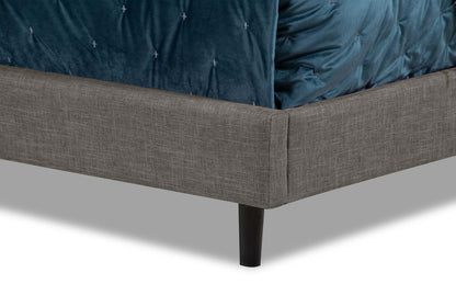 Lit plateforme rembourré Paseo en tissu gris - Format double | Lit plateforme rembourré Paseo en tissu gris - Format double