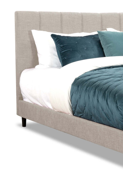 Paseo Upholstered Platform Bed in Taupe Fabric - King Size | Lit plateforme rembourré Paseo en tissu taupe - format très grand lit