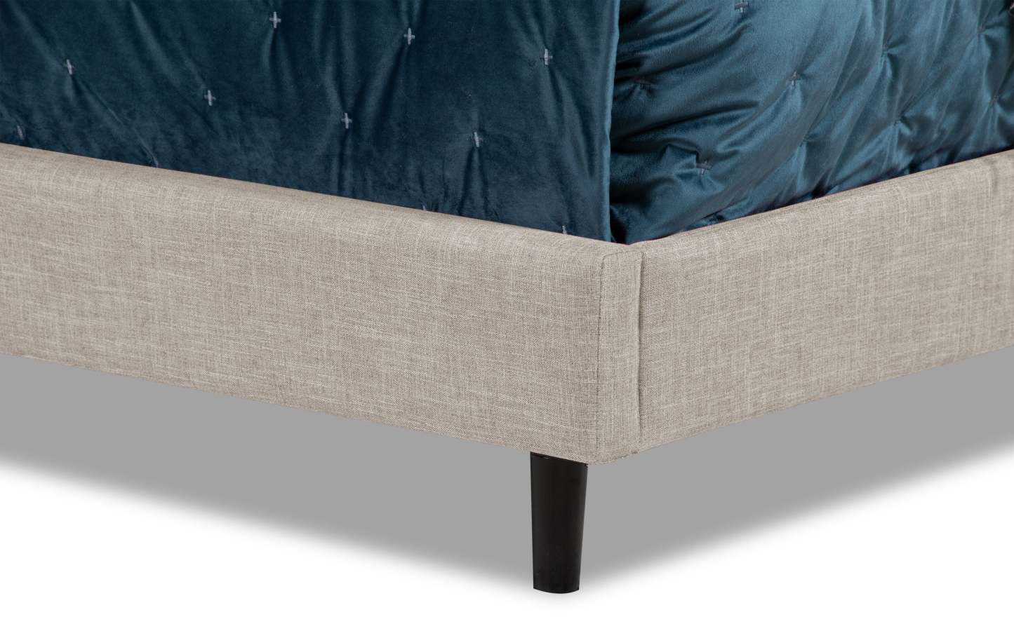 Paseo Upholstered Platform Bed in Taupe Fabric - Full Size | Lit plateforme rembourré Paseo en tissu taupe - format lit double