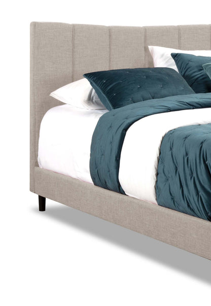 Paseo Upholstered Platform Bed in Taupe Fabric - Queen Size | Lit plateforme rembourré Paseo en tissu taupe - format grand lit