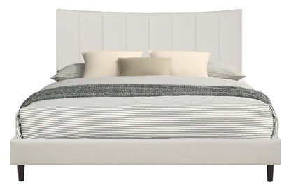 Lit plateforme Paseo en tissu de cuir végétalien taupe - Très grand lit | Lit plateforme rembourré Paseo en tissu de cuir végétalien taupe - format très grand lit