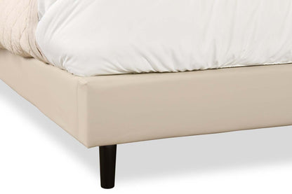 Lit plateforme Paseo en tissu de cuir végétalien taupe - Queen Size | Lit plateforme rembourré Paseo en tissu de cuir végétalien taupe - format grand lit