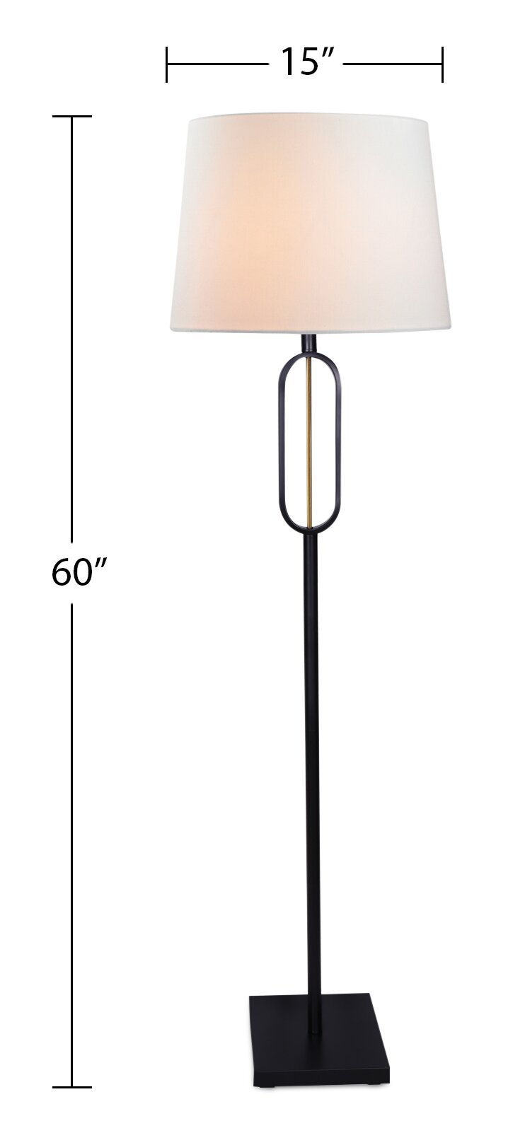 Ensemble 3 pièces Patsy Noir Mat avec Accents Or Brossé, Lampadaire et Deux Lampes de Table|Ensemble 3 lampes Patsy noir mat avec touches dorées brossées, 2 lampes de table et 1 lampe à pied
