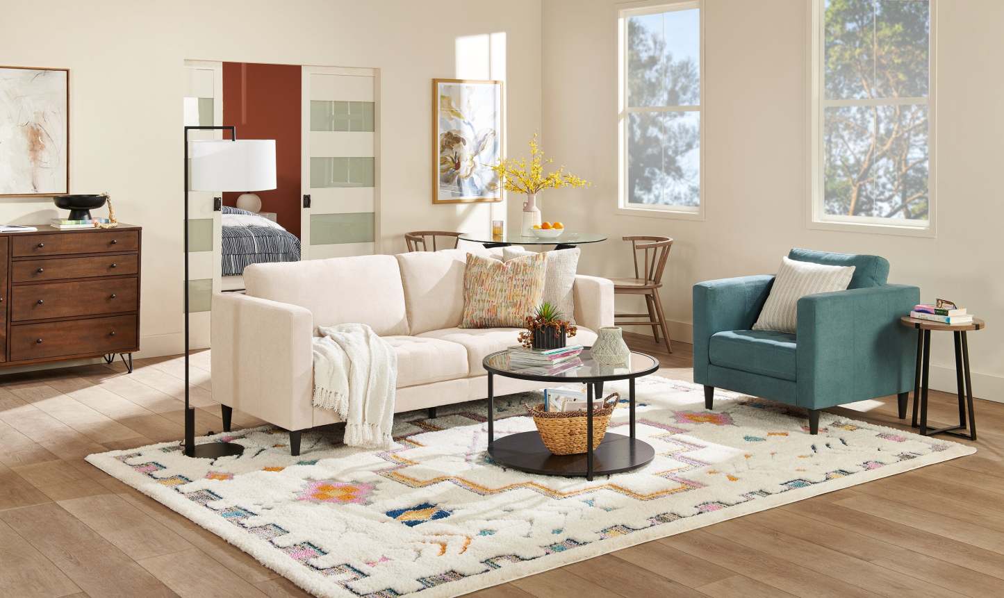 Table de fauteuil Pauly de 15 po avec dessus d’apparence bois - noisette