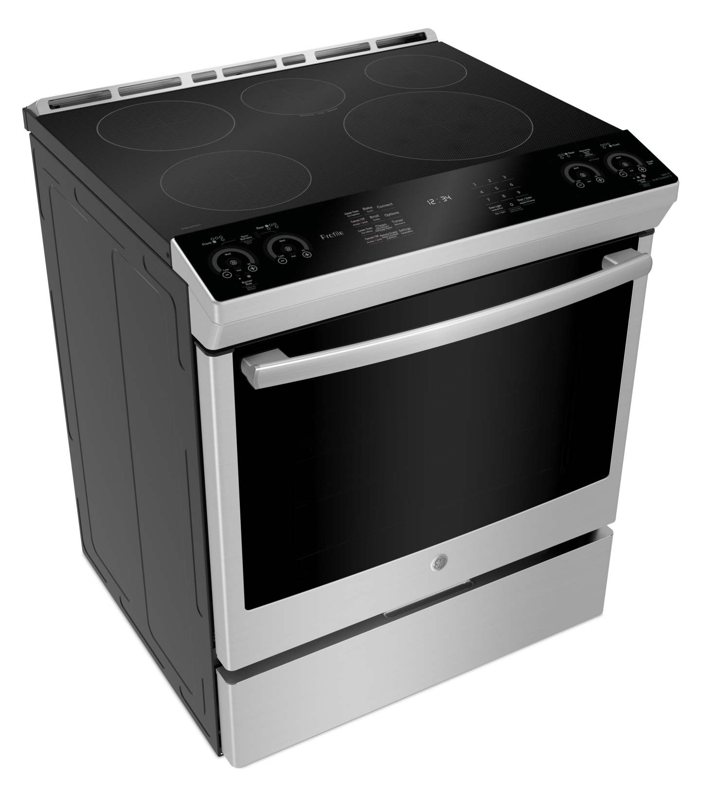 Cuisinière intelligente à induction Profil de 5,3 pi³ avec convection européenne véritable - acier inoxydable Fingerprint…