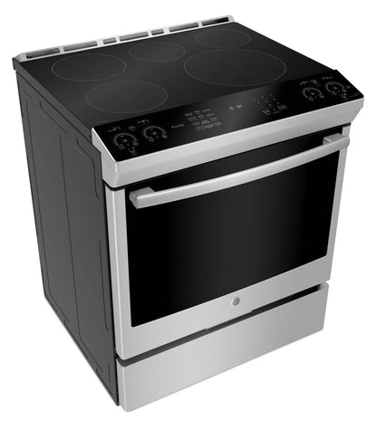 Cuisinière intelligente à induction Profil de 5,3 pi³ avec convection européenne véritable - acier inoxydable Fingerprint…