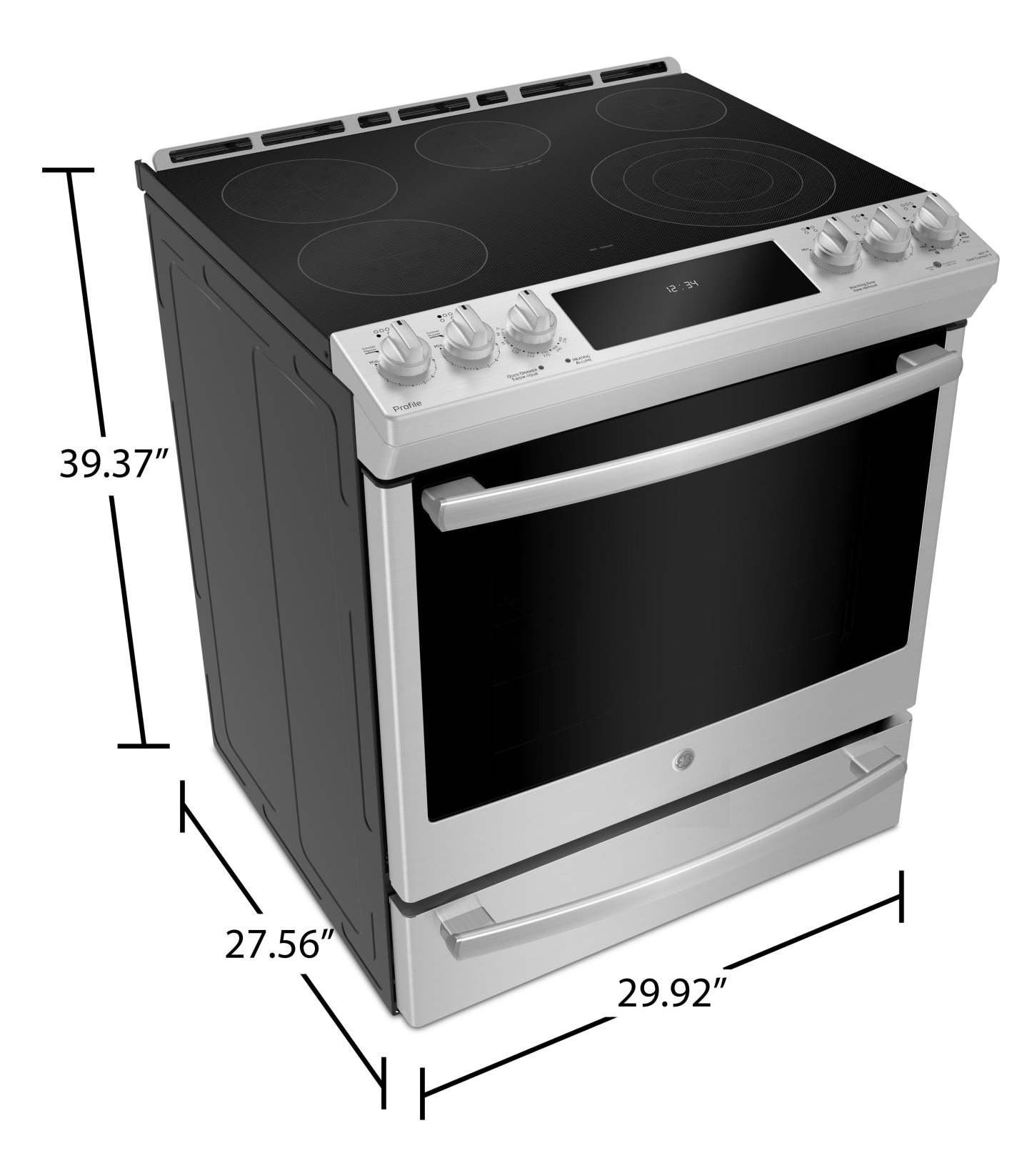Cuisinière électrique intelligente Profile de 5,3 pi³ avec tiroir de cuisson à 450 degrés et convection européenne véritable - acier inoxydable résistant aux empreintes digitales…