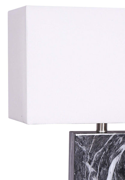 Ensemble de 2 lampes de table Pearl 24 en marbre noir et blanc avec chargeur USB | Pearl de 24 po noir et marbre blanc avec chargeur USB