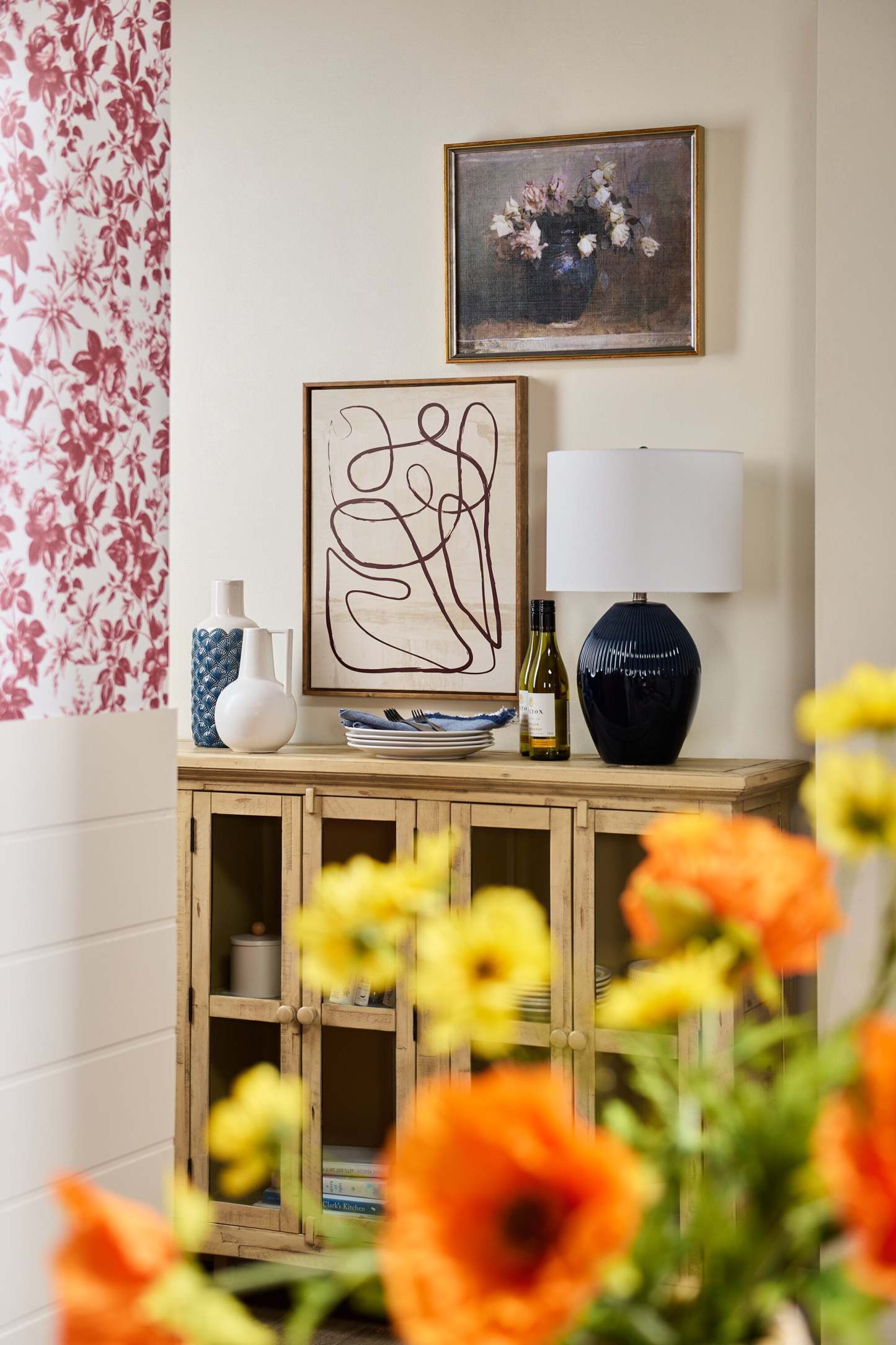 Kort &amp; Co. Penelope 24 Lampe de table en céramique bleue | Lampe de table Penelope de Kort &amp; Co. de 24 po en céramique bleue