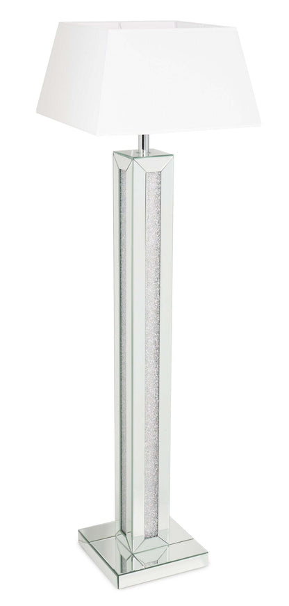 Persia 54.3 Glam Lampadaire avec verre, miroir et cristaux acryliques|Lampe à pied somptueuse Persia de 54,3 po avec verre, miroir et cristaux en acrylique