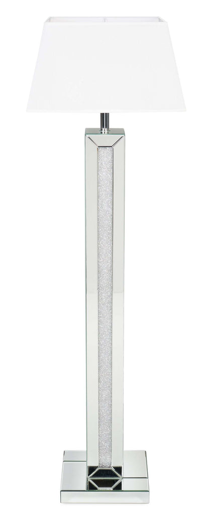 Persia 54.3 Glam Lampadaire avec verre, miroir et cristaux acryliques|Lampe à pied somptueuse Persia de 54,3 po avec verre, miroir et cristaux en acrylique