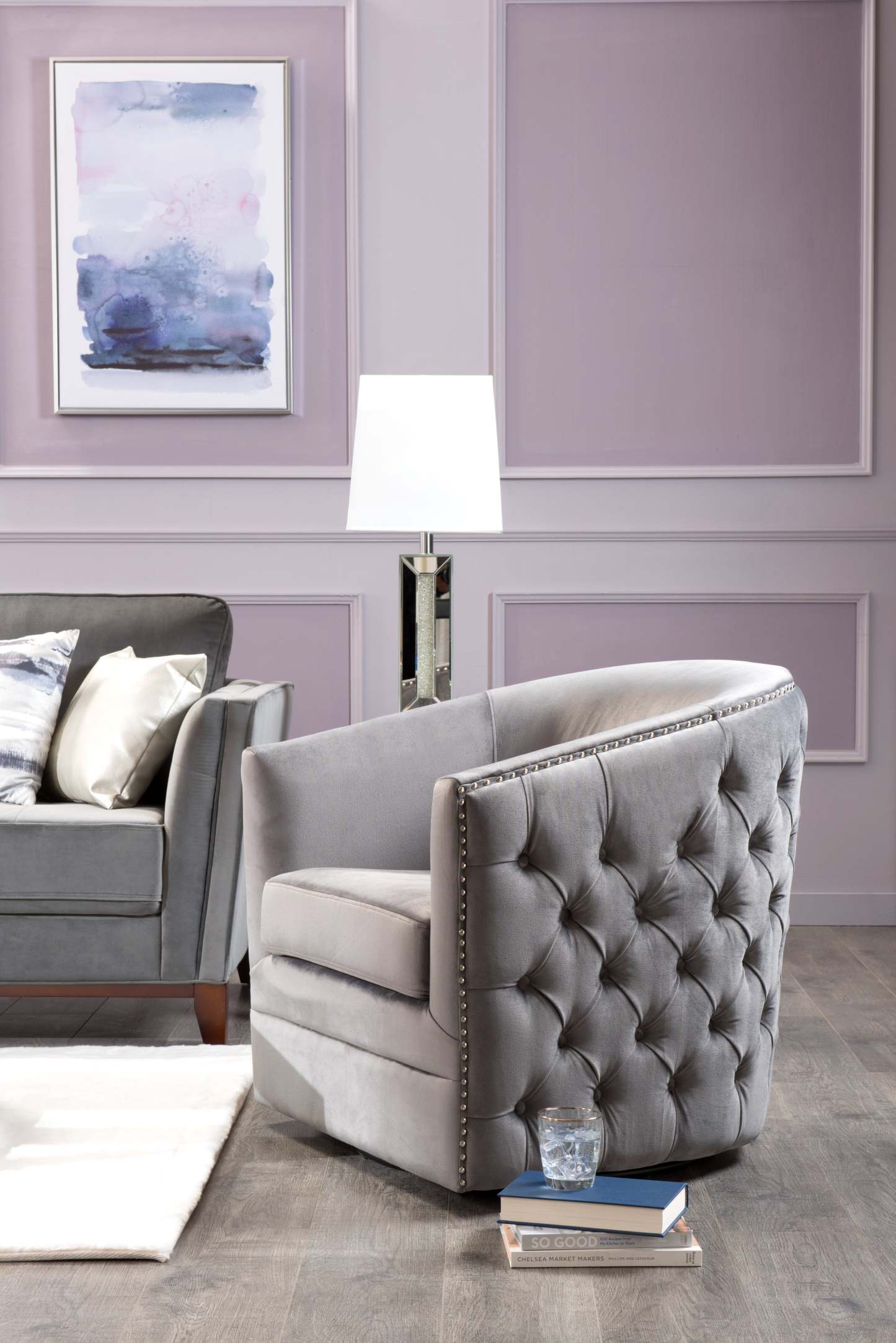 Persia 30.7 Glam Lampe de table avec verre, miroir et cristaux acryliques|Lampe de table somptueuse Persia de 30,7 po avec verre, miroir et cristaux en acrylique