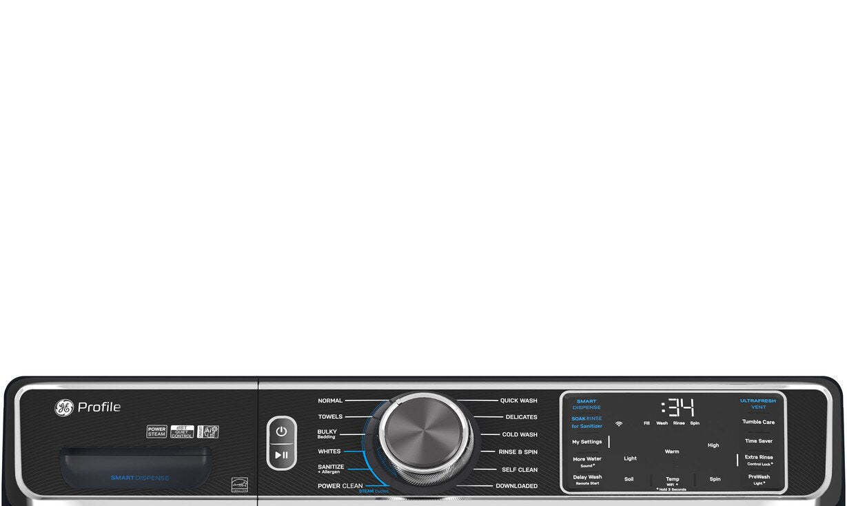 Profil Laveuse à chargement frontal de 6,1 pi³ et sécheuse électrique de 7,8 pi³ avec vapeur et Wi-Fi intégré | GEFL870B