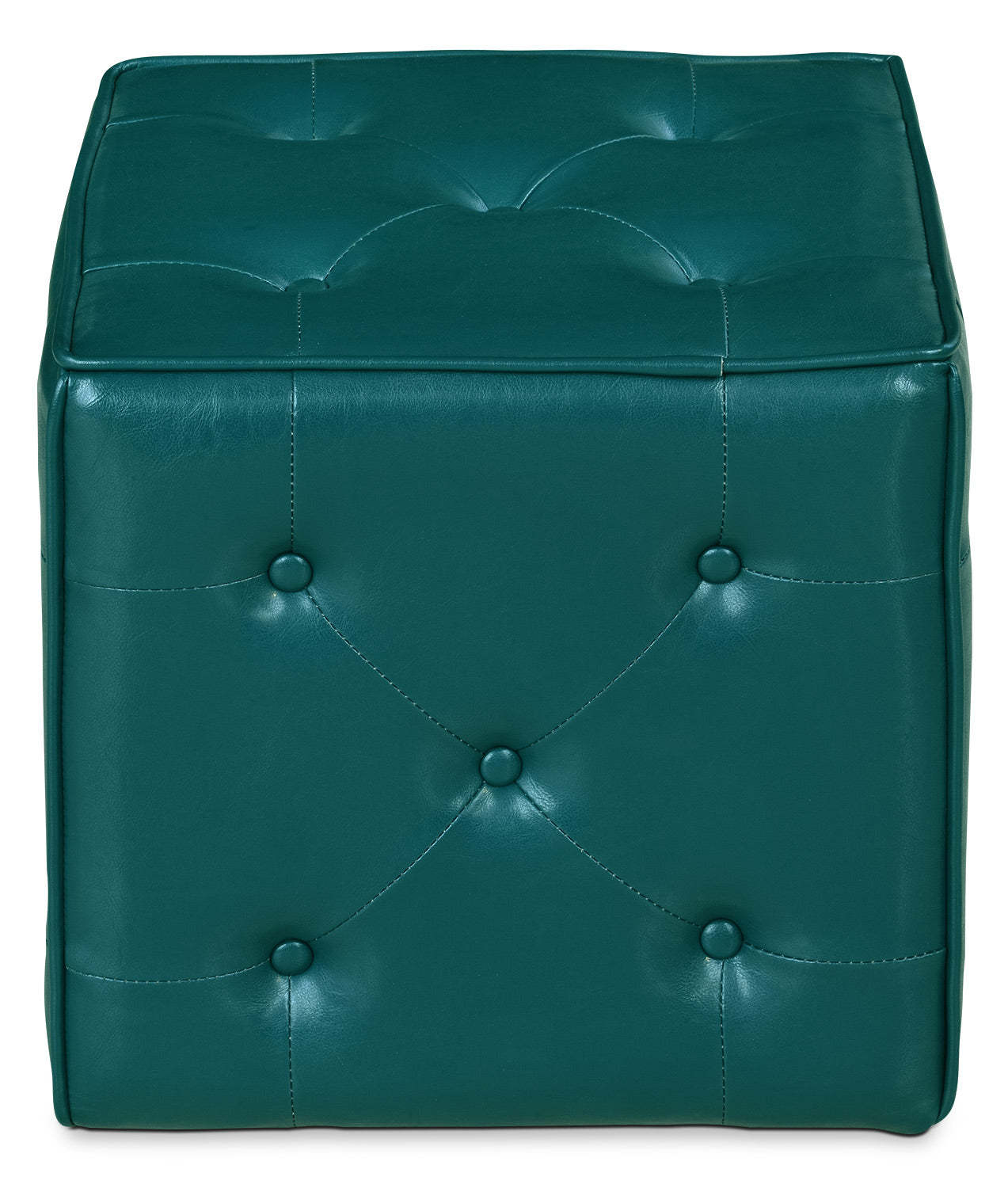 Talbott 17.5 Cube Ottoman - Teal Faux Leather|Pouf cubique Talbott de 17,5 po - similicuir bleu sarcelle