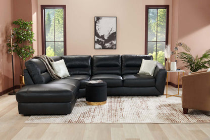 Phebe 16.5 Storage Ottoman with Gold Trim Base - Noir|Pouf de rangement Phebe de 16,5 po avec base à bordures dorées - noir