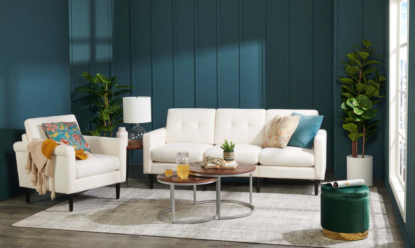 Phebe 16.5 Storage Ottoman with Gold Trim Base - Vert|Pouf de rangement Phebe de 16,5 po avec base à bordures dorées - vert