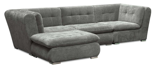 Sofa sectionnel modulaire Plaza de Scott Living 4 pièces en tissu avec pouf - gris