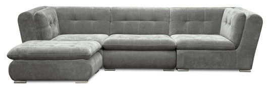 Sofa sectionnel modulaire Plaza de Scott Living 4 pièces en tissu avec pouf - gris