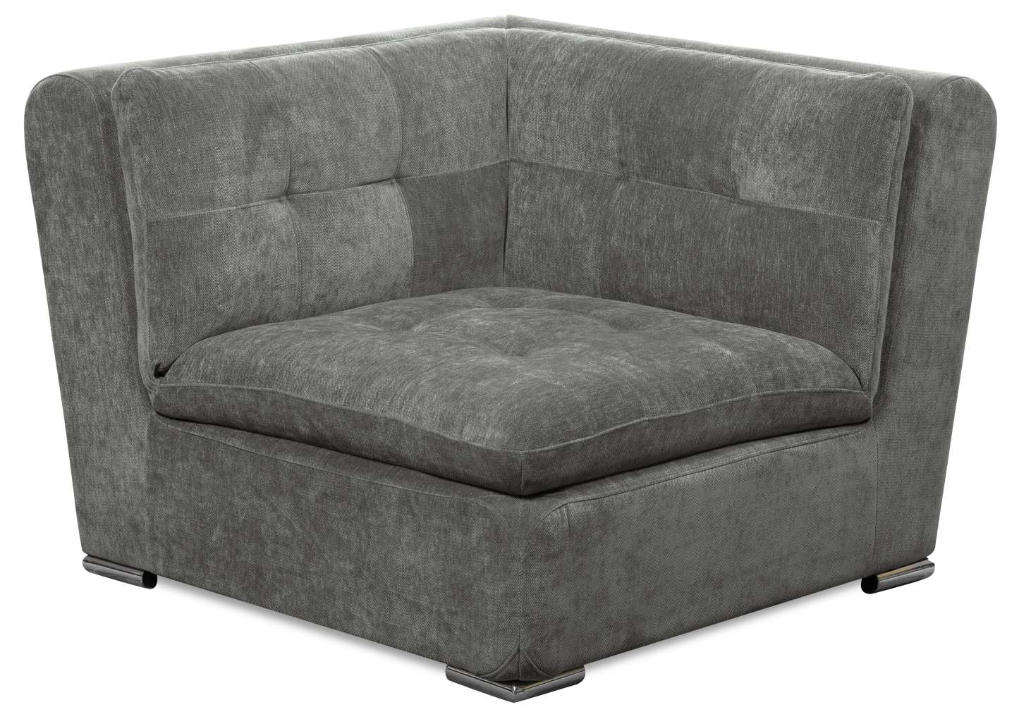 Scott Living Chaise d'angle modulaire 42,5 Plaza en tissu avec coussins de dossier capitonnés et pieds en métal - Gris | Fauteuil modulaire en coin Plaza de Scott Living de 42,5 po en tissu avec coussins de dossier capitonnés et pattes en métal - gris