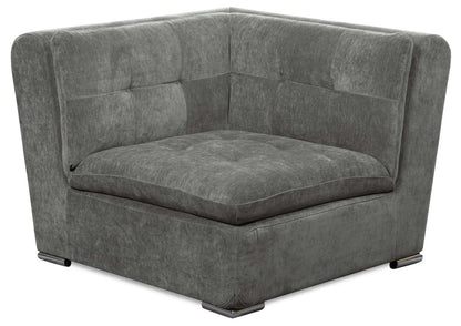 Scott Living Chaise d'angle modulaire 42,5 Plaza en tissu avec coussins de dossier capitonnés et pieds en métal - Gris | Fauteuil modulaire en coin Plaza de Scott Living de 42,5 po en tissu avec coussins de dossier capitonnés et pattes en métal - gris