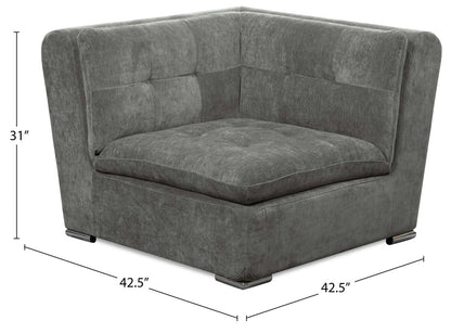 Scott Living Chaise d'angle modulaire 42,5 Plaza en tissu avec coussins de dossier capitonnés et pieds en métal - Gris | Fauteuil modulaire en coin Plaza de Scott Living de 42,5 po en tissu avec coussins de dossier capitonnés et pattes en métal - gris