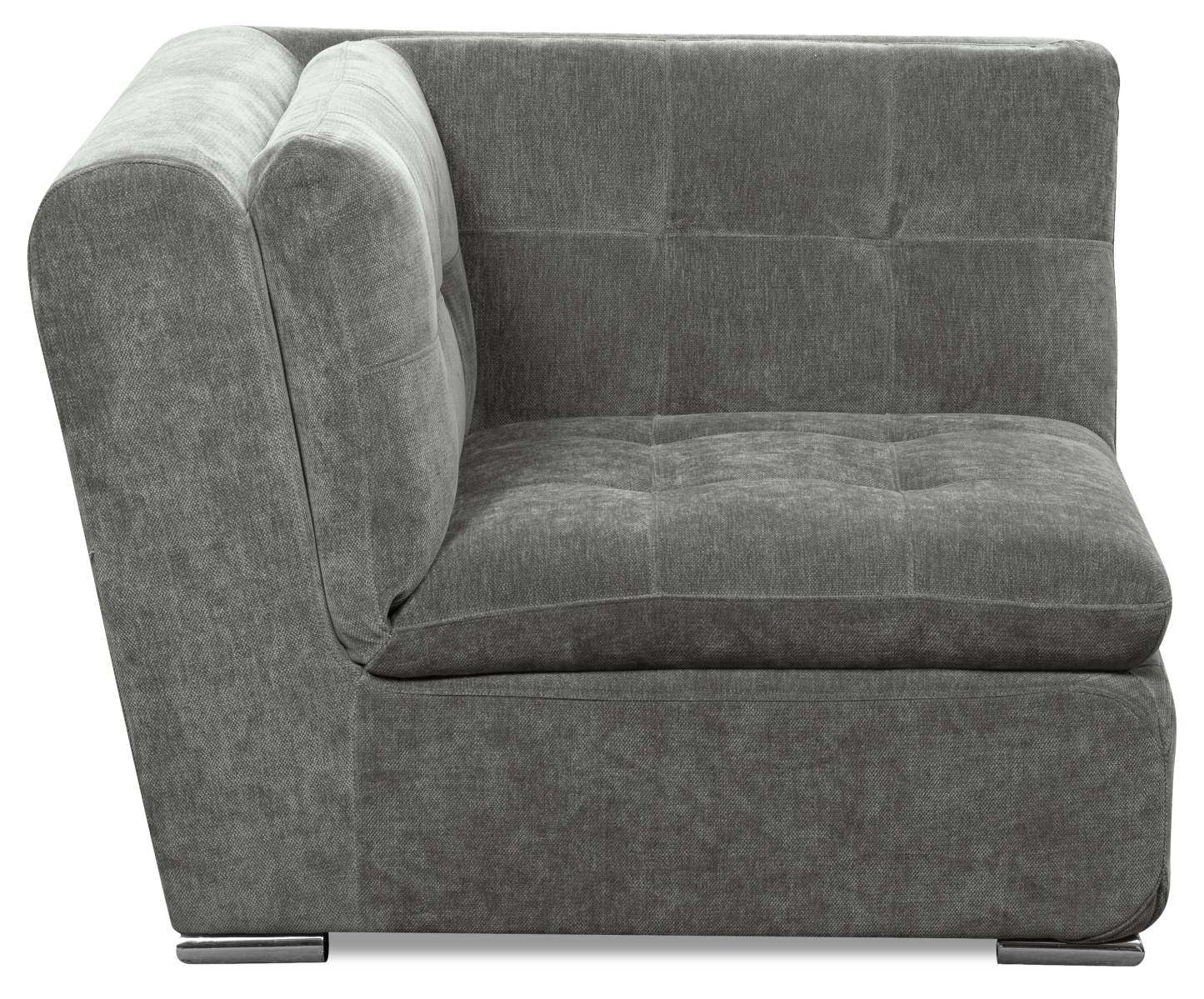 Scott Living Chaise d'angle modulaire 42,5 Plaza en tissu avec coussins de dossier capitonnés et pieds en métal - Gris | Fauteuil modulaire en coin Plaza de Scott Living de 42,5 po en tissu avec coussins de dossier capitonnés et pattes en métal - gris