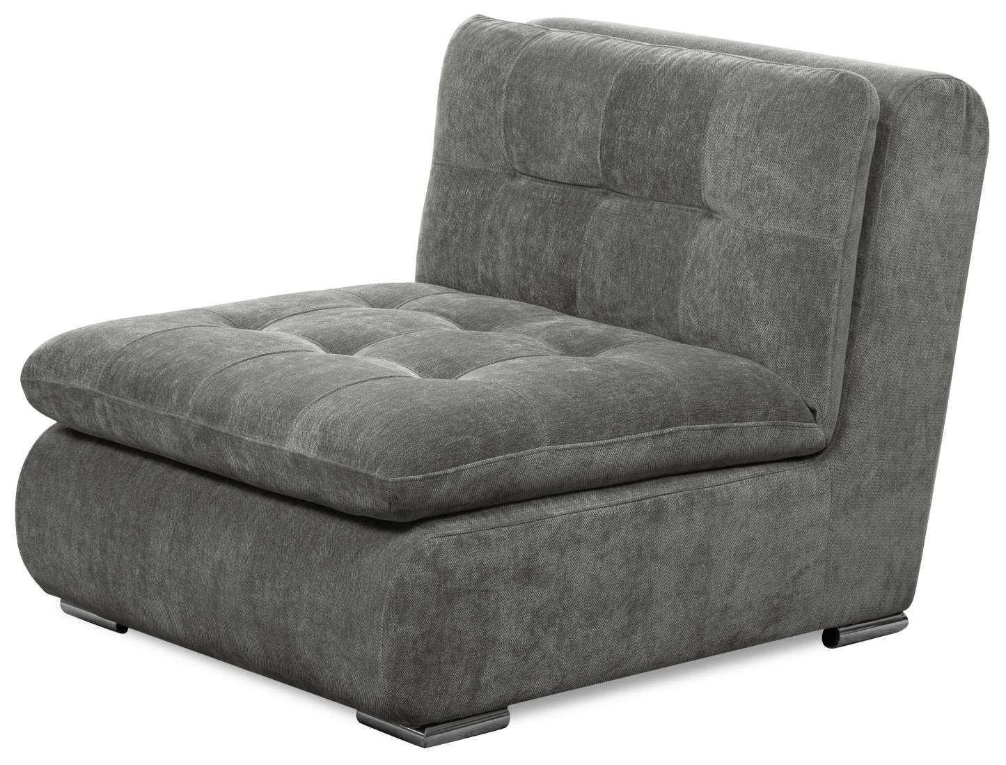 Scott Living Plaza Modular 32 Fabric Armless Chair with Tufted Back Cushion and Metal Legs - Grey | Fauteuil modulaire sans accoudoirs Plaza de Scott Living de 32 po en tissu avec coussin de dossier capitonné et pattes en métal - gris