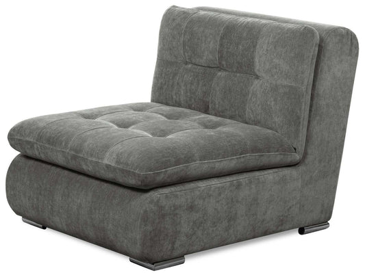 Scott Living Plaza Modular 32 Fabric Armless Chair with Tufted Back Cushion and Metal Legs - Grey | Fauteuil modulaire sans accoudoirs Plaza de Scott Living de 32 po en tissu avec coussin de dossier capitonné et pattes en métal - gris