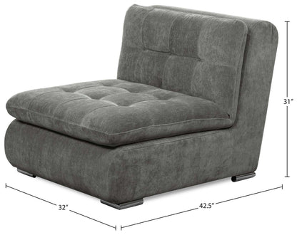 Scott Living Plaza Modular 32 Fabric Armless Chair with Tufted Back Cushion and Metal Legs - Grey | Fauteuil modulaire sans accoudoirs Plaza de Scott Living de 32 po en tissu avec coussin de dossier capitonné et pattes en métal - gris
