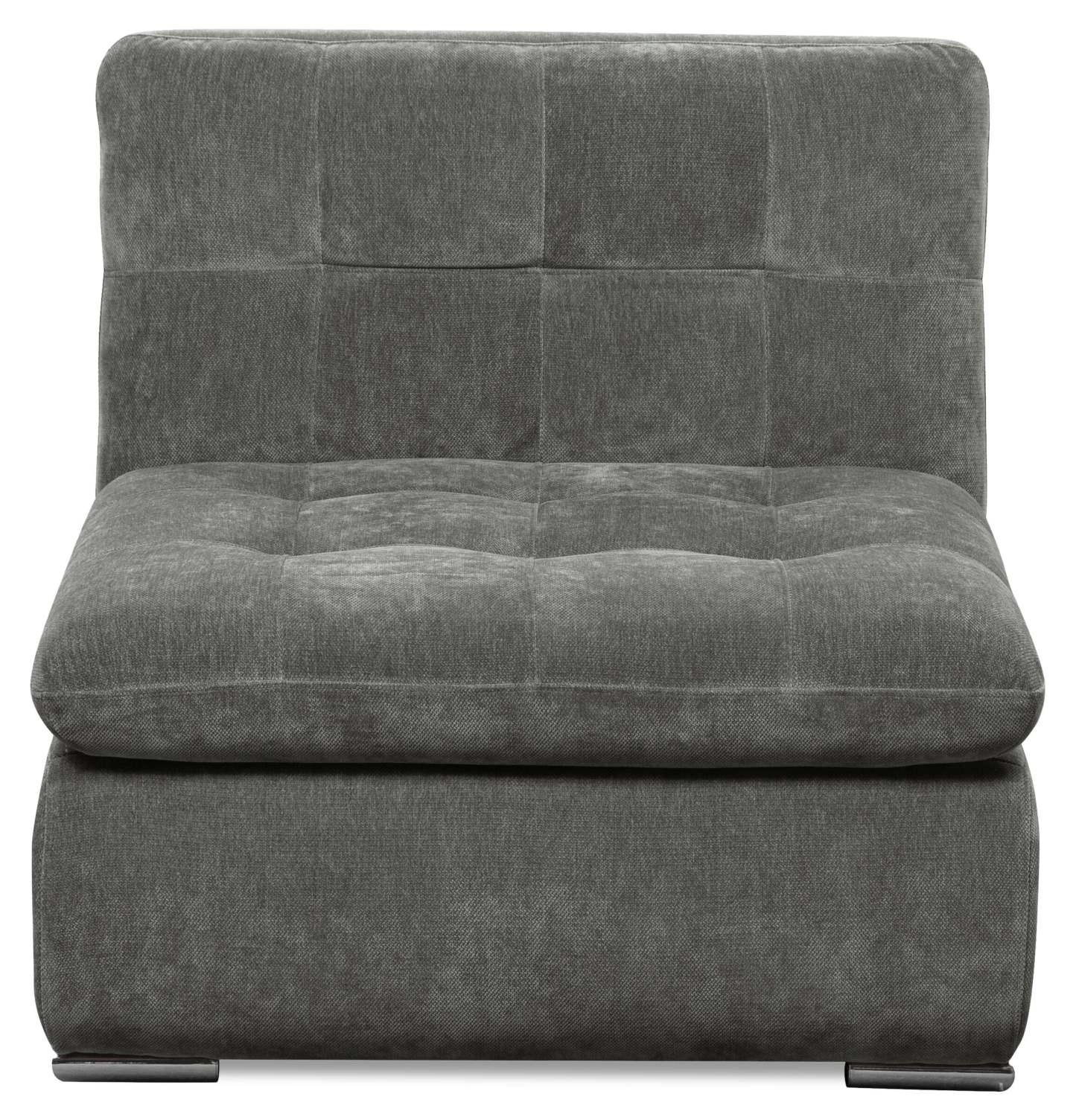 Scott Living Plaza Modular 32 Fabric Armless Chair with Tufted Back Cushion and Metal Legs - Grey | Fauteuil modulaire sans accoudoirs Plaza de Scott Living de 32 po en tissu avec coussin de dossier capitonné et pattes en métal - gris